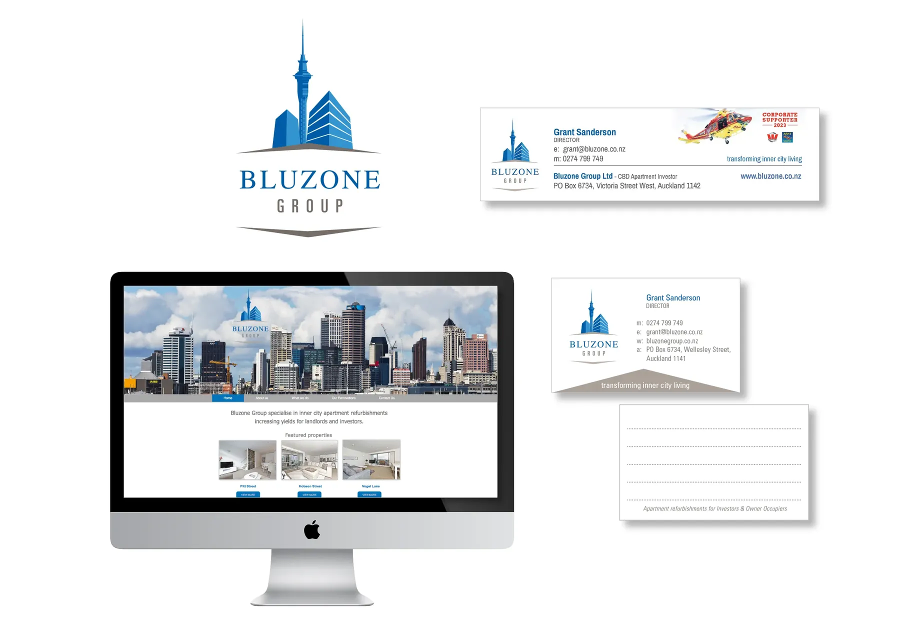 Bluzone Group website, business cards and email signature