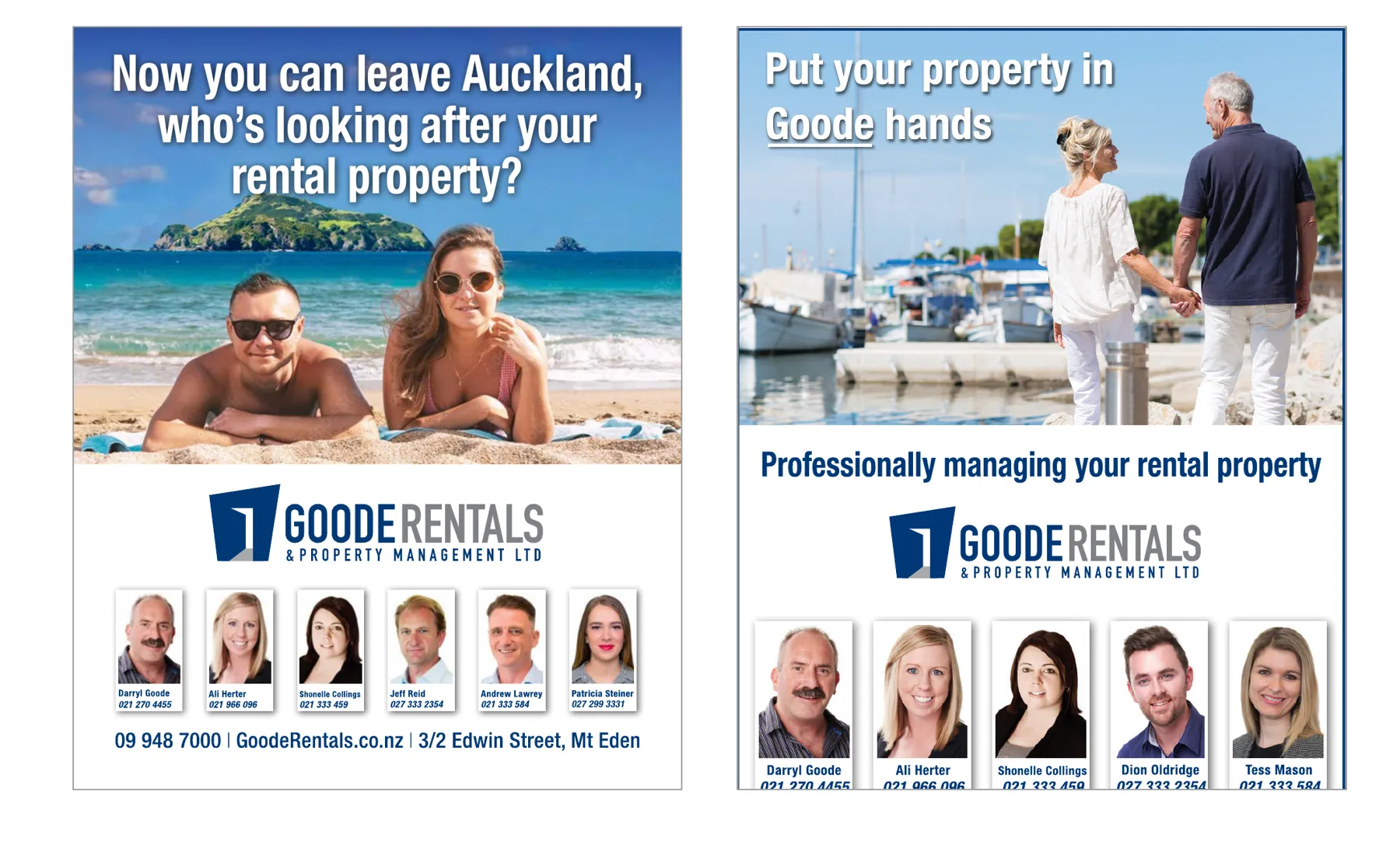 Two Goode Rentals billboard designs