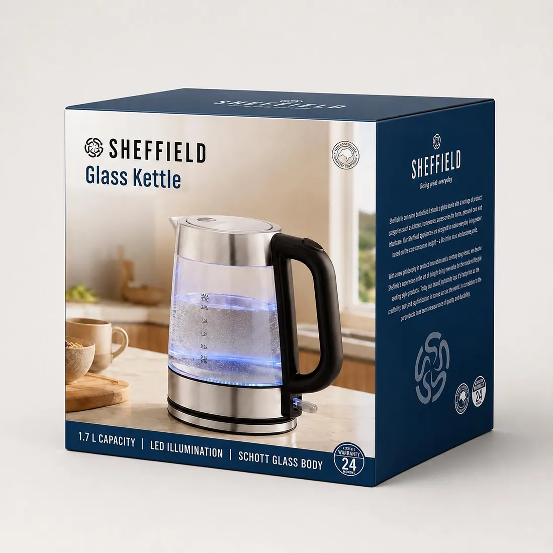 Sheffield glass kettle box, front