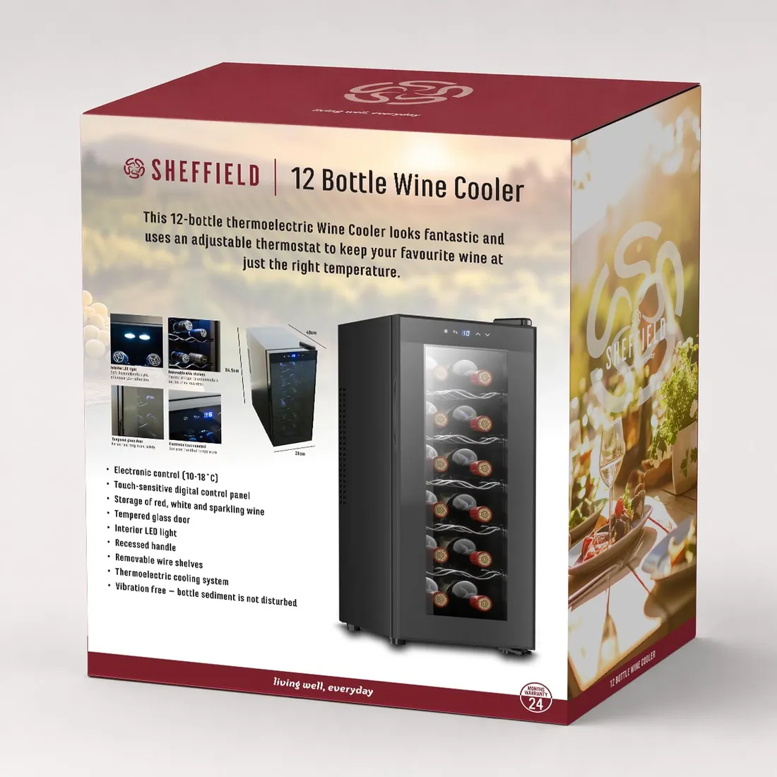 Sheffield 12 bottle wine cooler box, back